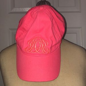 J. CREW neon pink hat with orange JC monogram